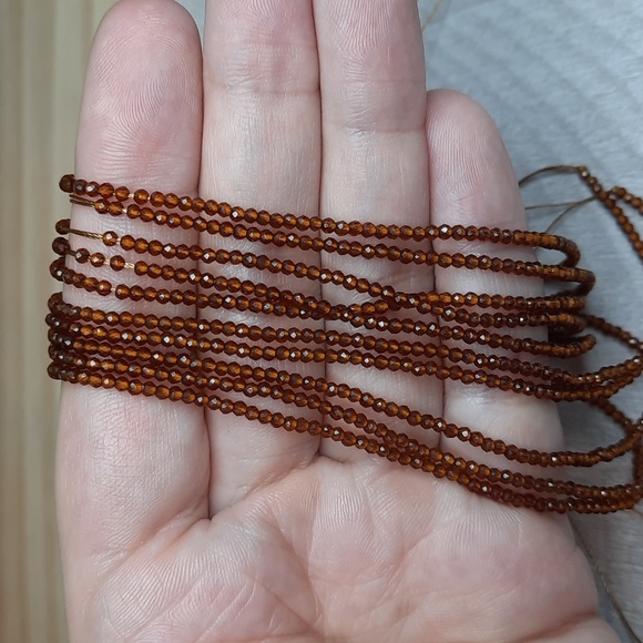 2mm Tea Chinese Faceted Hydro Crystal 14in Strands - Picture 3 of 3